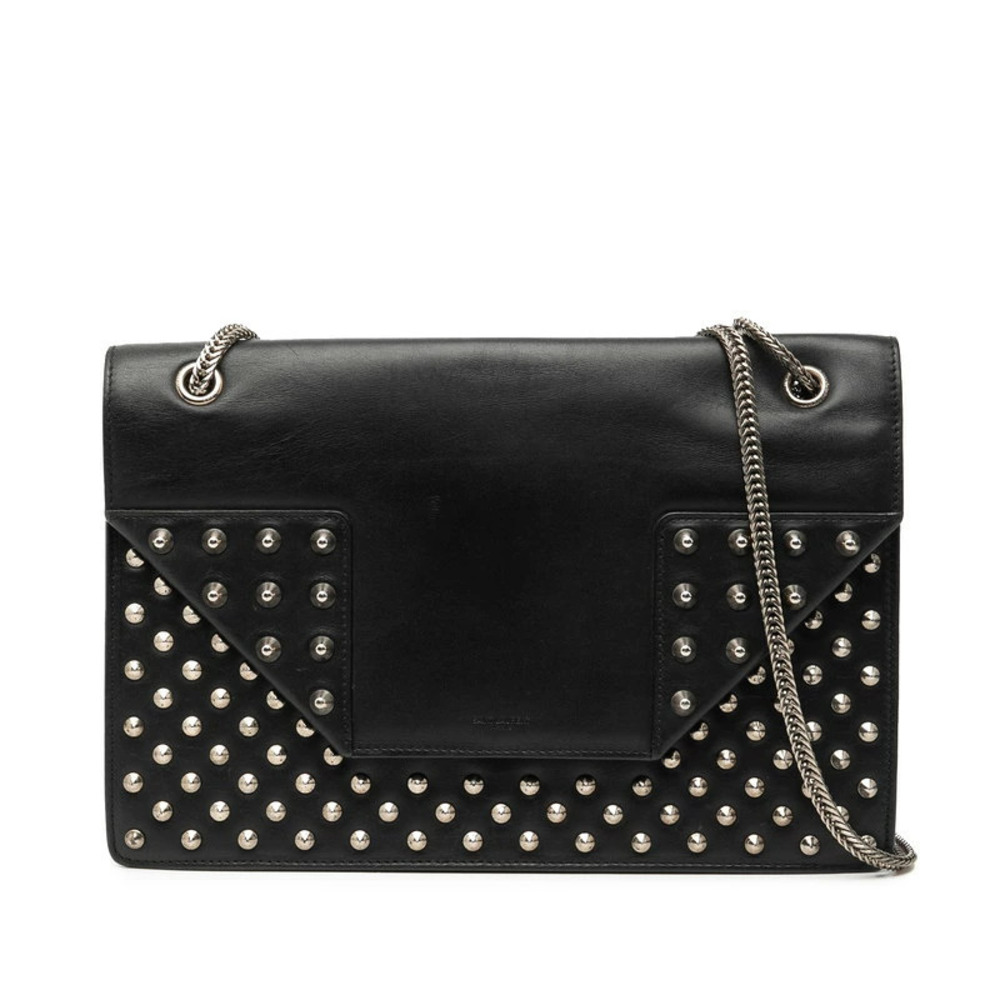Saint Laurent studded chain shoulder bag black leather
